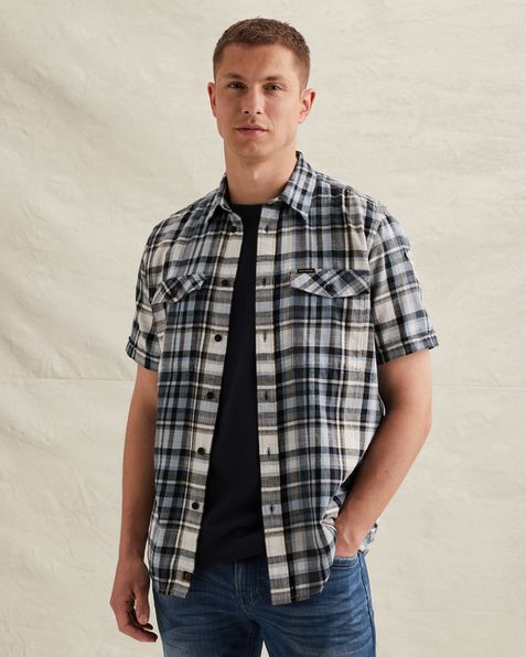 Hemd mit Brusttaschen und kurzen Ärmeln – Black Indigo – Casual-Hemden | PME LEGEND