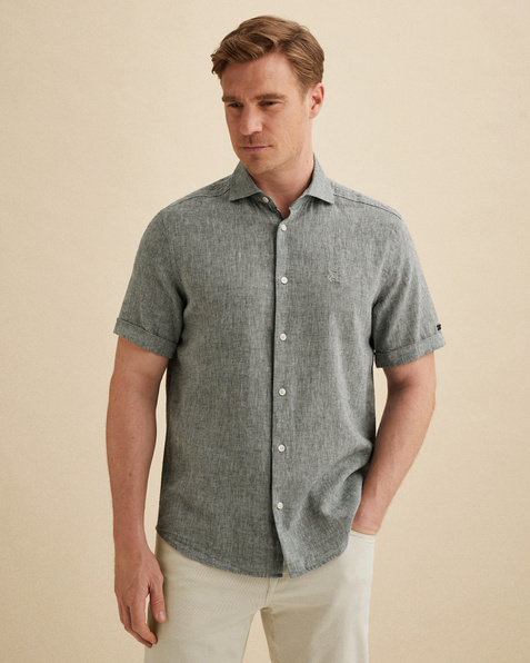 Shirt with short sleeves in linen blend – Black Indigo – Casual shirts | VANGUARD