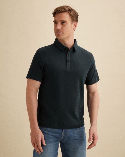 Polo shirt in jersey with jacquard pattern – Black Indigo – Polo shirts | VANGUARD