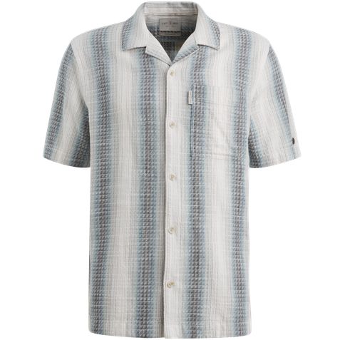 Shirt with short sleeves and vertical stripe pattern – Black Indigo – Casual shirts | CAST IRON