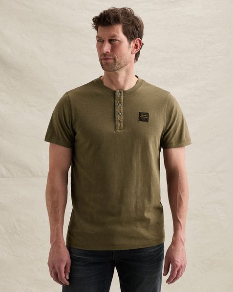 Henley T-shirt met badge – Weeping Willow – T-shirts | PME LEGEND