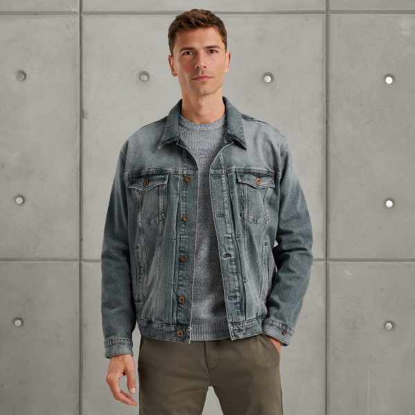 Denim trucker jacket with comfort stretch – Black Indigo – Jackets | CAST IRON