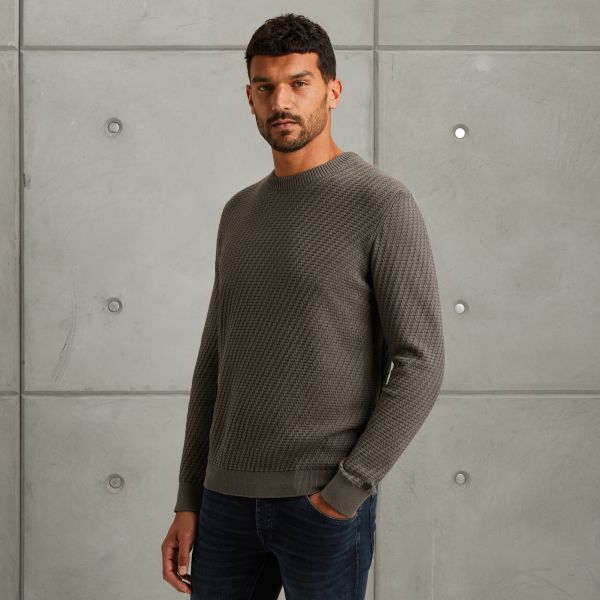 Pullover with allover texture – Grey Comfort Denim – Knitwear | CAST IRON