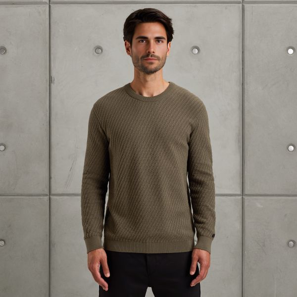 Pullover with allover texture – Brown – Knitwear | CAST IRON