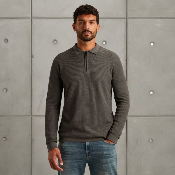 Polo shirt with long sleeves – Grey Comfort Denim – T-shirts & polo shirts | CAST IRON