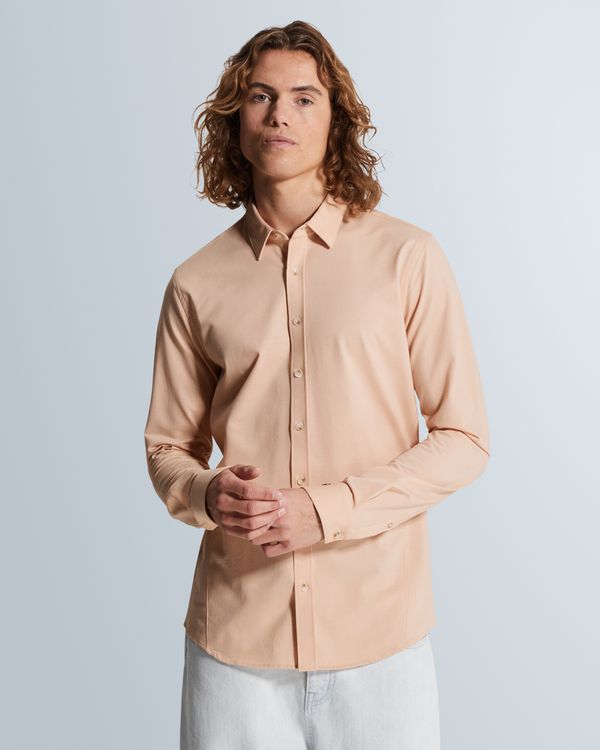 Overhemd van twill jersey en allover structuur – Mellow Rose – Smart casual overhemden | CAST IRON