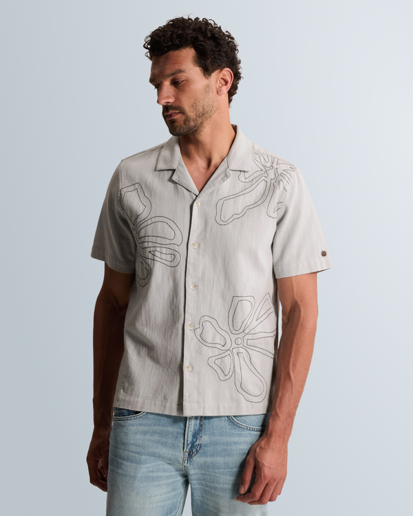 Shirt with short sleeves and open collar – Grey Comfort Denim – Casual shirts | CAST IRON