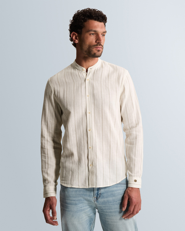Shirt in cotton/linen with stripe pattern – Grey Comfort Denim – Casual shirts | CAST IRON