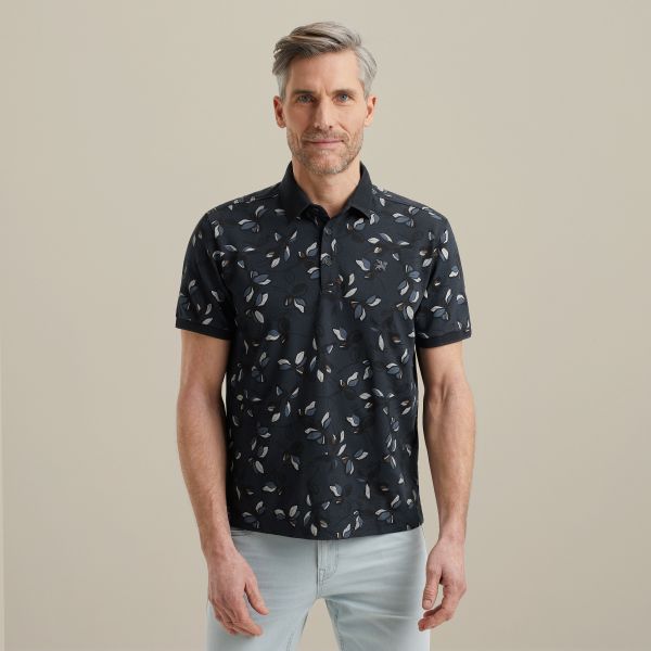 Polo with allover print – Black Indigo – Polo shirts | VANGUARD