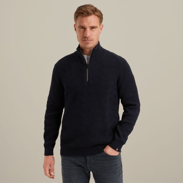 Pullover mit halbem Reißverschluss – Black Indigo – Knitwear | VANGUARD