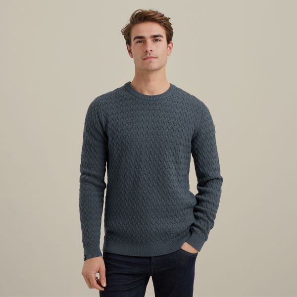 Pullover in cotton/wool blend – Black Indigo – Knitwear | VANGUARD