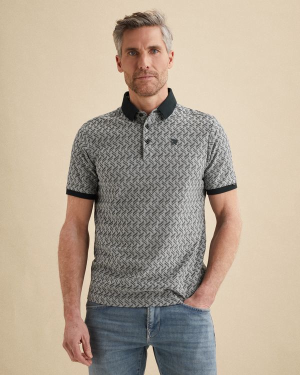 Polo shirt with allover jacquard pattern – Black Indigo – Polo shirts | VANGUARD