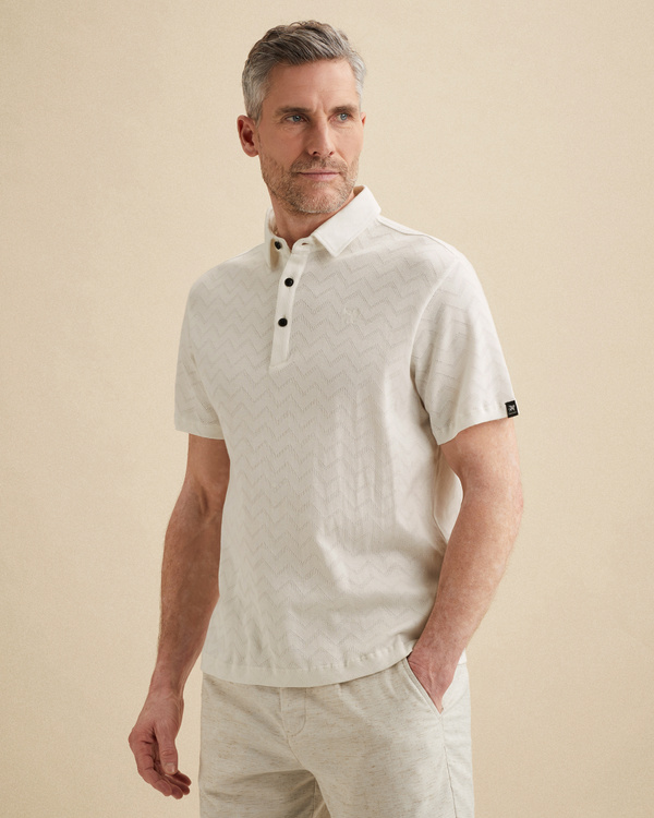Polo van jersey met jacquardpatroon – Snow White – Polo's | VANGUARD