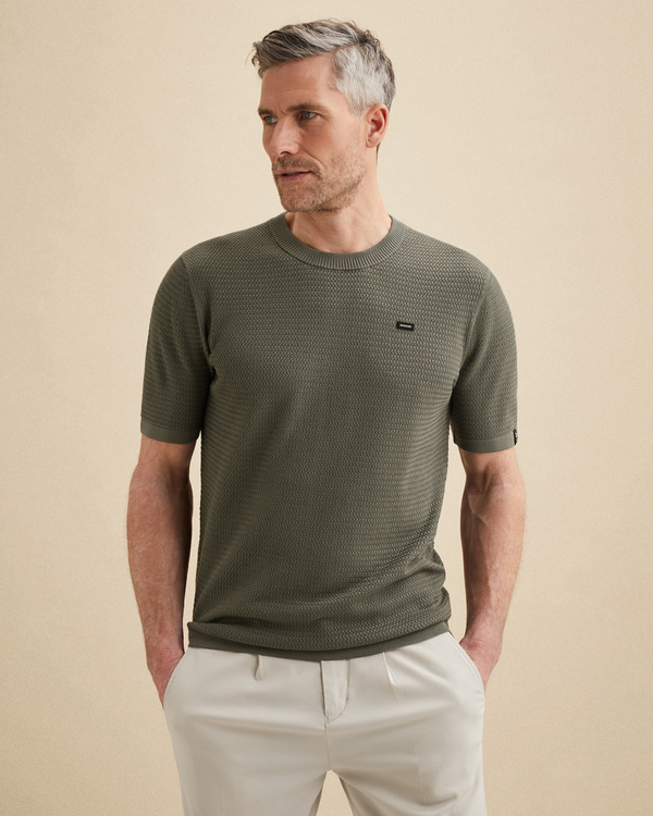 T-shirt with badge and allover texture – Weeping Willow – T-shirts | VANGUARD