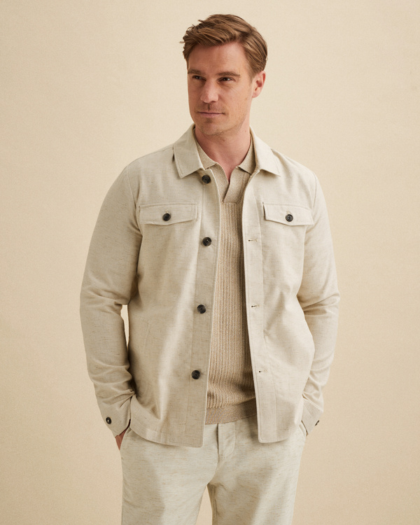 Shirt jacket van katoen/linnen – Grey Comfort Denim – Blazers | VANGUARD