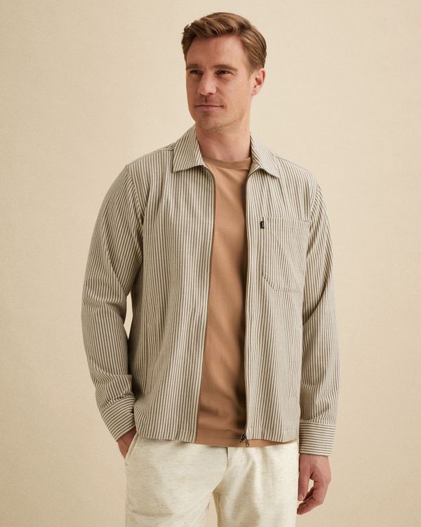 Shirt jacket met streeppatroon en borstzakken – Brown – Shirt jackets | VANGUARD