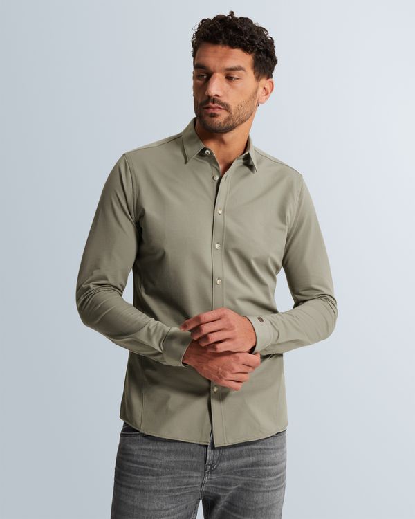Shirt in twill jersey – Brown – Dress shirts | CAST IRON