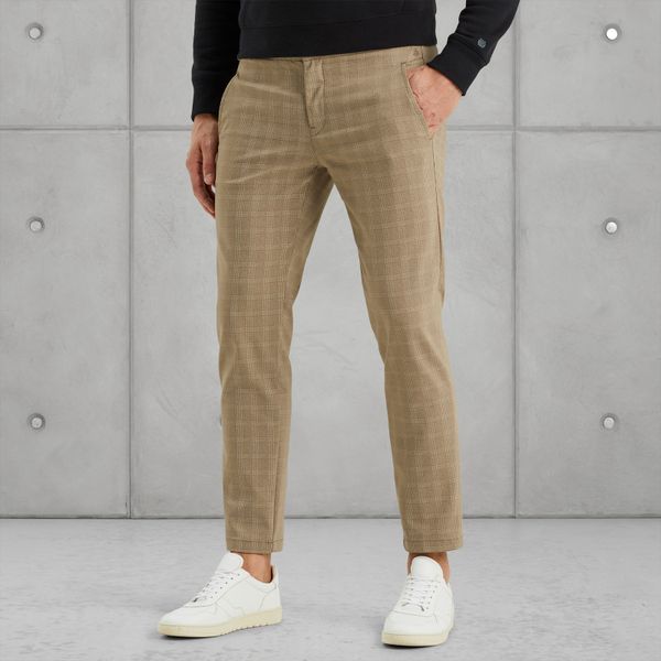 Relaxed slim fit chino met ruitpatroon – Coriander – Chino's | CAST IRON