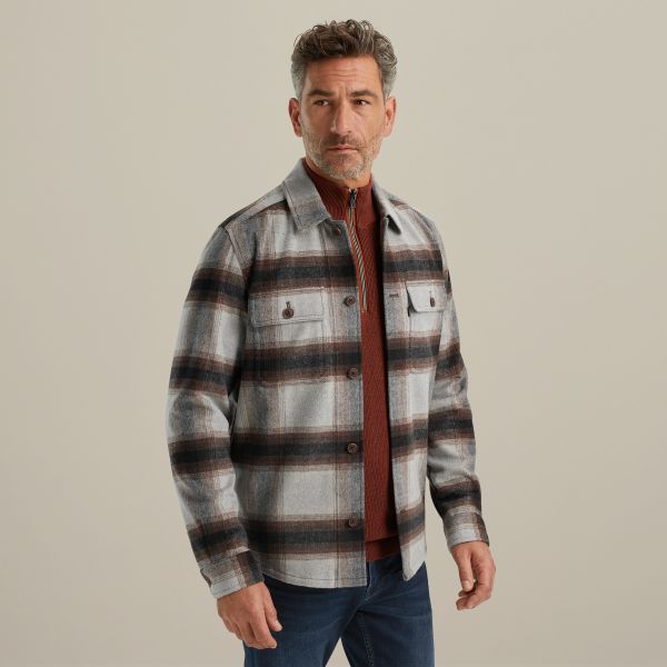 Shirt jacket van een wolblend – Grey Comfort Denim – Overshirts | VANGUARD