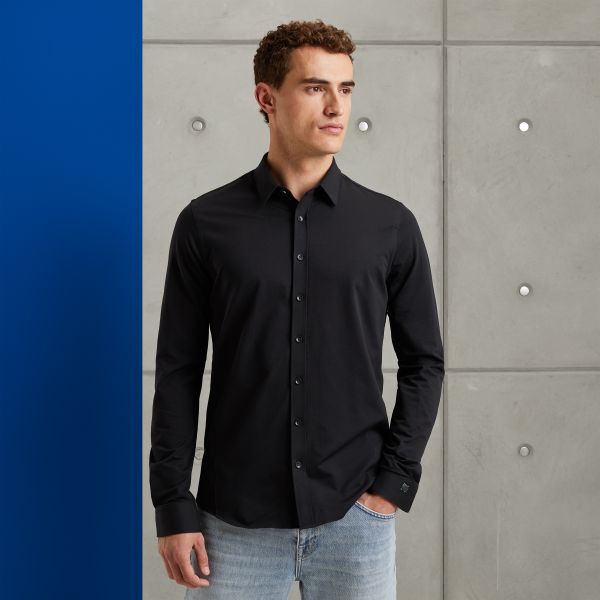 Overhemd van twill jersey – Moonless Night – Smart casual overhemden | CAST IRON