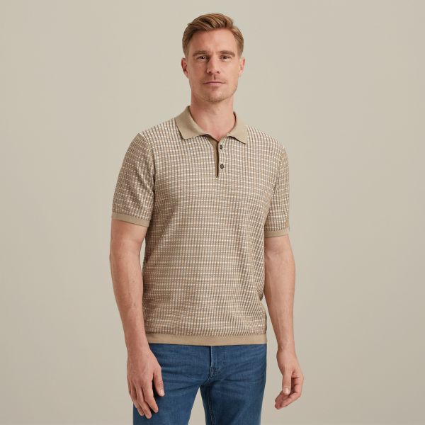 Polo met gebreid ruitpatroon – Coriander – Polo's | VANGUARD