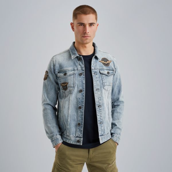 Denim jacket met badges – Black Indigo – Zomerjassen | PME LEGEND