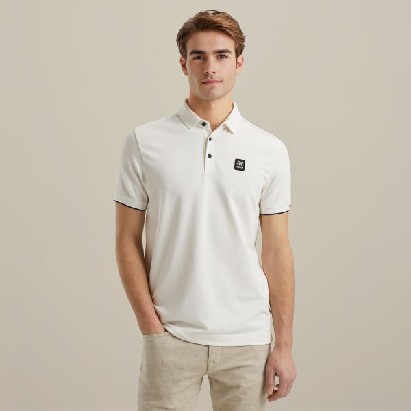 Polo van piqué met stretch – Snow White – Polo's | VANGUARD