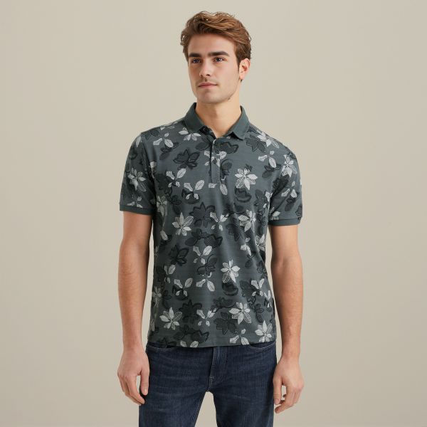 Polo met allover print – Grey Comfort Denim – Polo's | VANGUARD