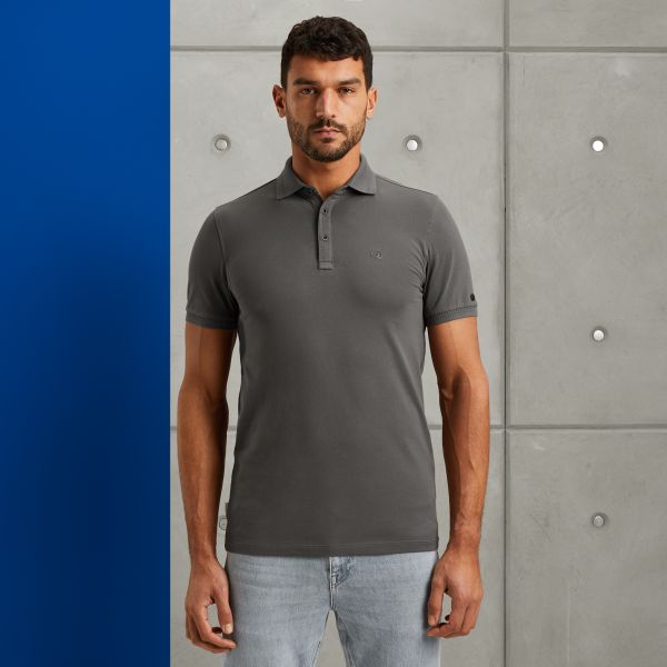 Polo van katoen met stretch – Grey Comfort Denim – Polo's | CAST IRON