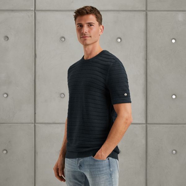 T-shirt met jacquardpatroon – Black Indigo – T-shirts | CAST IRON