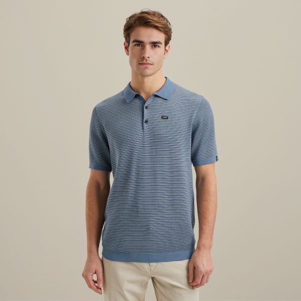 Polo met streepstructuur – Black Indigo – Polo's | VANGUARD