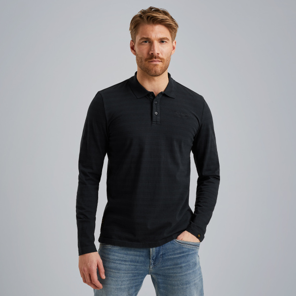 Polo shirt with long sleeves – Black Indigo – Polo shirts | PME LEGEND