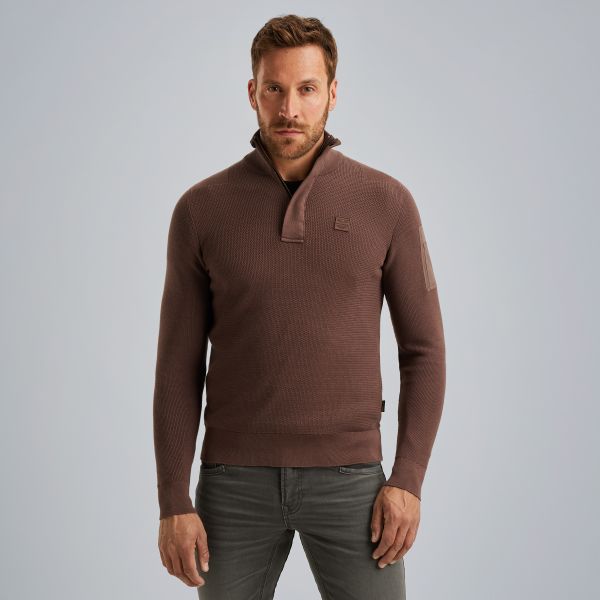 Pullover with half-zipper – Brown – Pullovers | PME LEGEND
