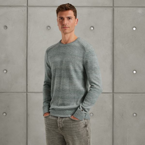 Trui van katoen mouliné – Grey Comfort Denim – Truien | CAST IRON