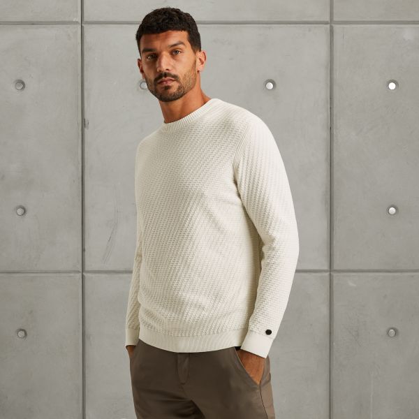 Trui met allover structuur – Grey Comfort Denim – Truien | CAST IRON