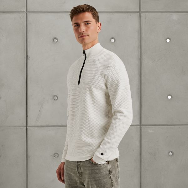 Trui met halve rits – Grey Comfort Denim – Truien | CAST IRON