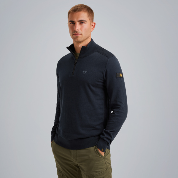 Pullover with half-zip – Black Indigo – Pullovers | PME LEGEND