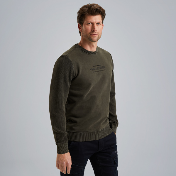 Sweatshirt with knitted sleeves – Grey Comfort Denim – Sweatshirts & hoodies | PME LEGEND