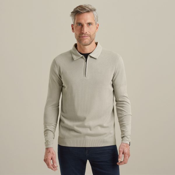 Polo met lange mouwen – Grey Comfort Denim – Polo's | VANGUARD