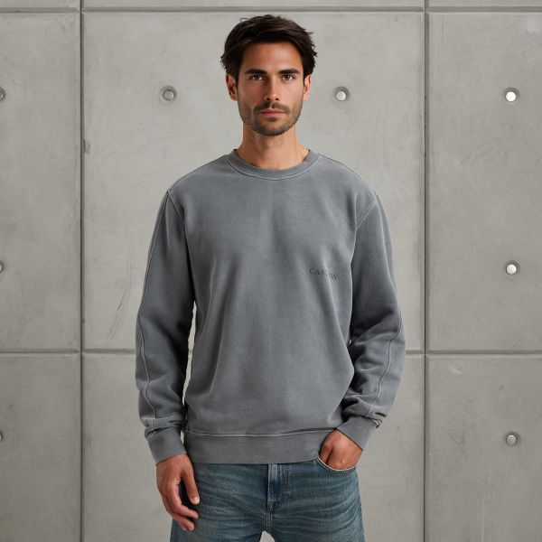 Sweatshirt met off-placed logo – Grey Comfort Denim – Sweatshirts | CAST IRON