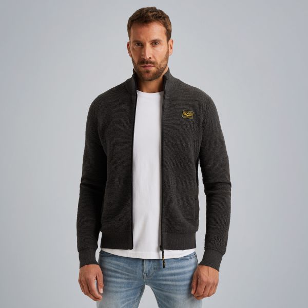 Cardigan with elbow patches – Grey Comfort Denim – Cardigans | PME LEGEND