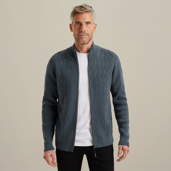 Cardigan with zipper closure – Black Indigo – Knitwear | VANGUARD