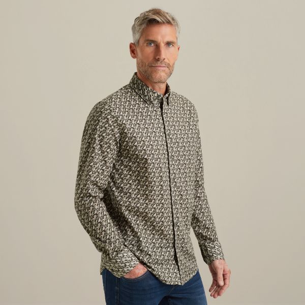 Overhemd met allover print – Grey Comfort Denim – Smart casual overhemden | VANGUARD