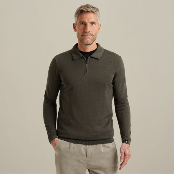 Polo met lange mouwen – Grey Comfort Denim – Polo's | VANGUARD