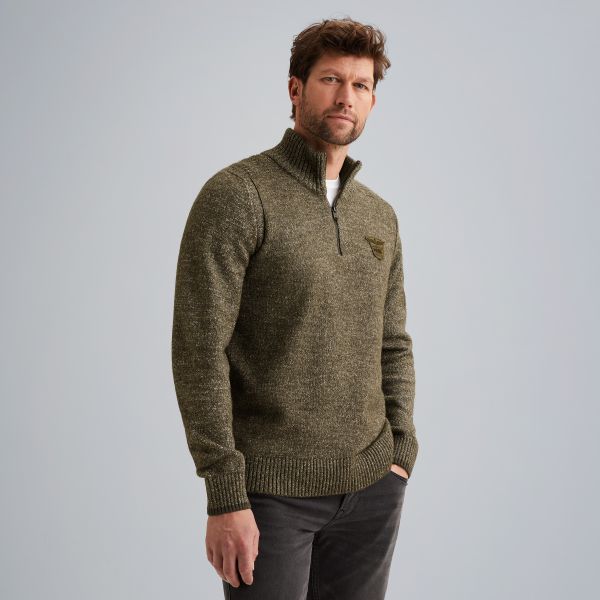 Pullover with half zipper – Grey Comfort Denim – Pullovers | PME LEGEND