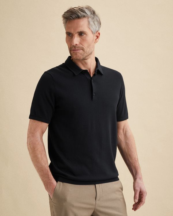 Polo shirt in cotton/modal with mouliné effect – Black Indigo – Polo shirts | VANGUARD