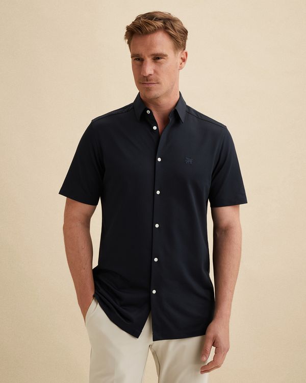 Elevated Knit shirt with short sleeves – Black Indigo – Casual shirts | VANGUARD