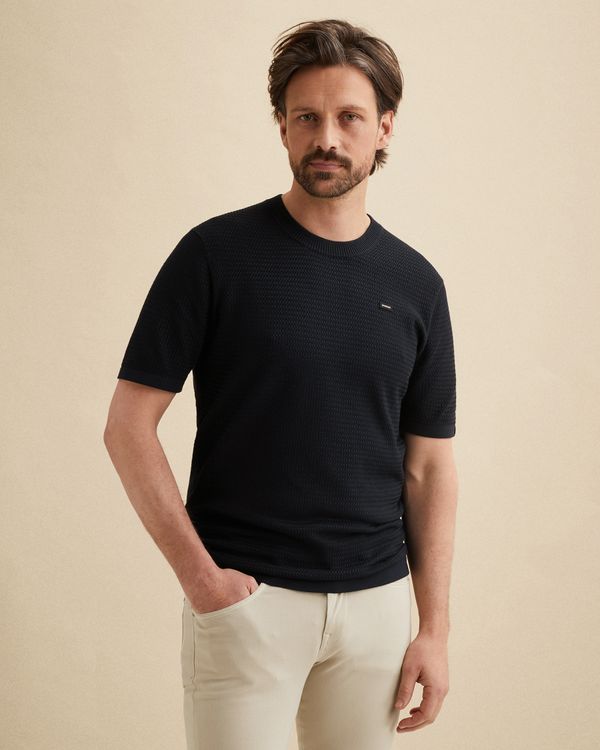 T-shirt in cotton/modal with texture – Black Indigo – T-shirts | VANGUARD