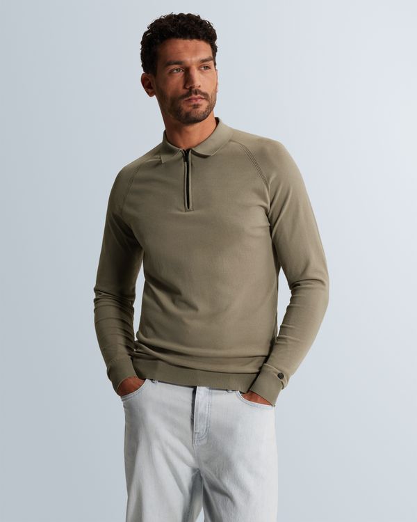 Polo shirt with raglan sleeves and zipper closure – Brown – Polo shirts | CAST IRON