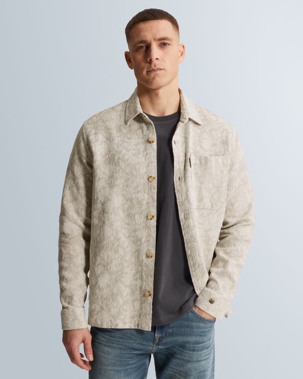 Shirt with allover jacquard pattern and chest pocket – Snow White – Heren shirt jackets | CAST IRON